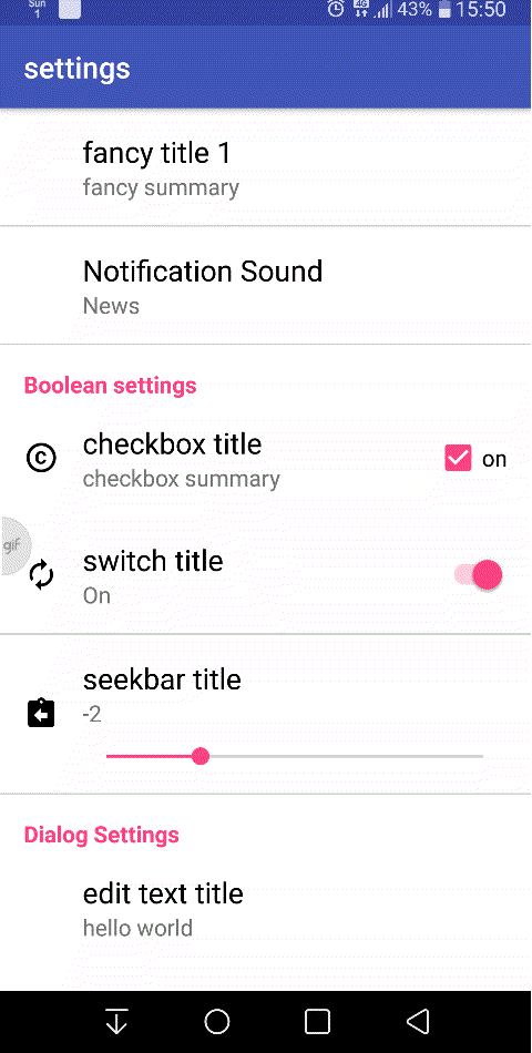 easysettings is a library to help you add and maintain settings